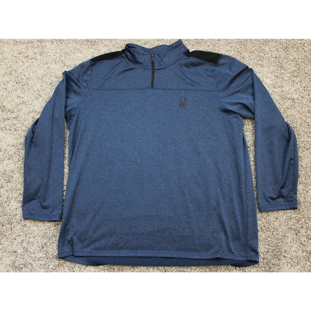 Spyder Active Long Sleeve Shirt Mens Large Blue Stretch Performance